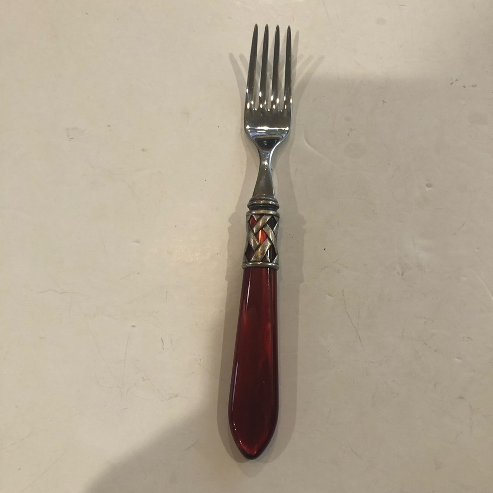Bugatti for Vietri Aladdin salad fork. Red replacement ornate 18/10 stainless